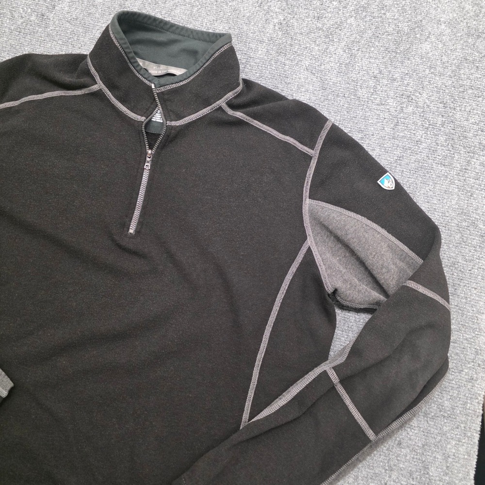 Kuhl Kashmira Mens Large Black Gray 1/4 Zip Fleece Pullover Sweater RN 103846 - Picture 3 of 13
